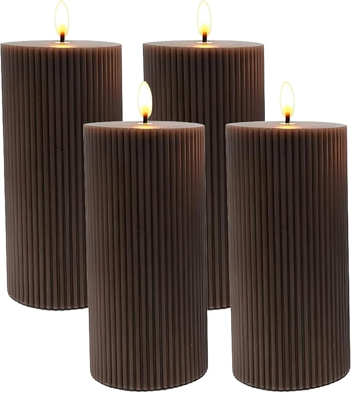 Besuche den Relaxdays-Store Relaxdays LED Kerzen, 4er Set, HxD: 18 x 7, 5 cm, flackernde Flamme, coffee — Kerzenlicht Abendessen