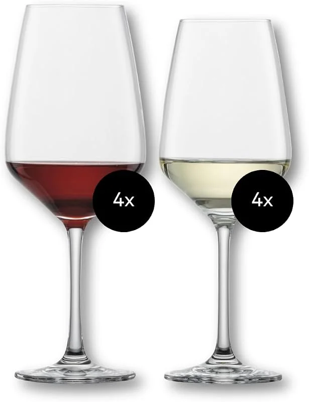 SCHOTT ZWIESEL Weinglas Set Tulip 8er Set, 4 Rotweingläser und 4 Weißweingläser aus Tritan Kristallglas, spülmaschinenfest, 124094 — Wein und Festtafel