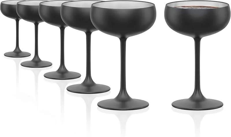 Besuche den Stölzle Lausitz-Store Stölzle Lausitz Elements Sektschalen Schwarz-Silber 230 ml, 6er-Set — Wein und Festtafel