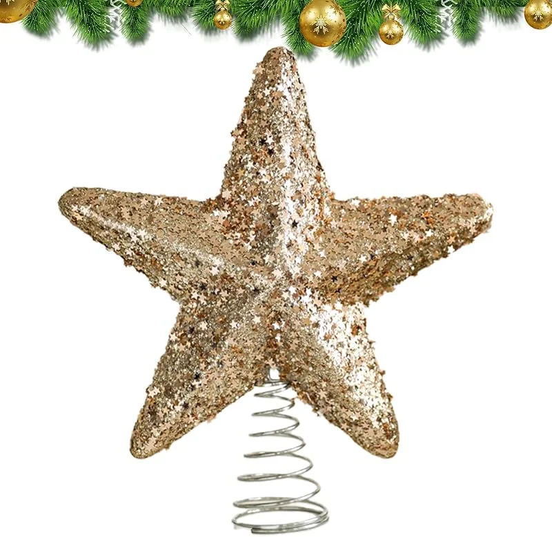 Marke: Generisch Weihnachtsbaumspitze, Stern, Glitzer, Stern, funkelnde Dekoration — Weihnachtsdeko