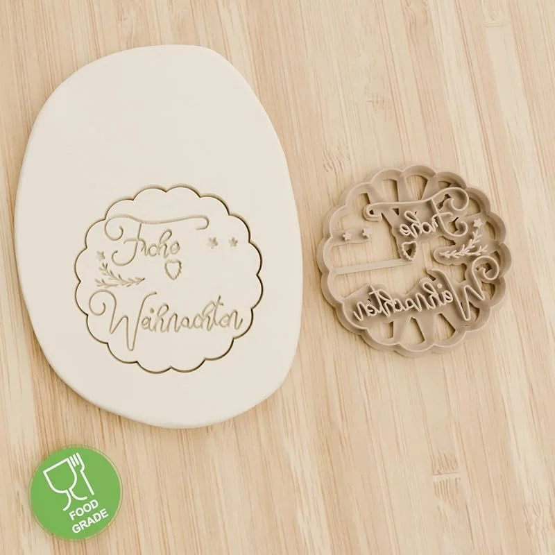 Besuche den my3dbase-Store Frohe Weihnachten cookie cutter Fondant Keksstempel, Ausstechform keksausstecher PLA ca.8cm — Weihnachtskueche