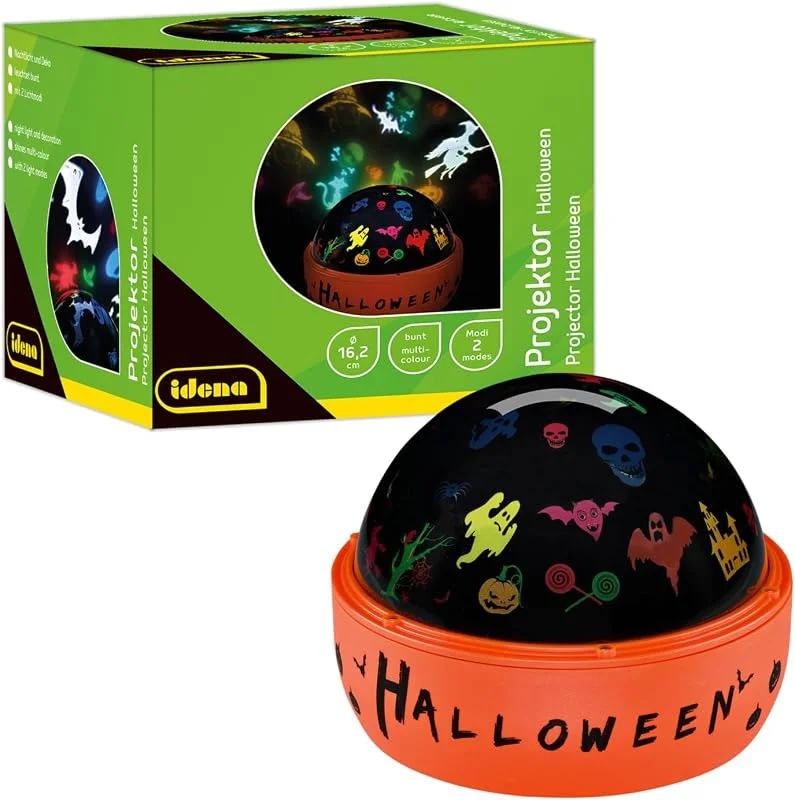 Besuche den Idena-Store Idena 50148 - LED Projektor Halloween, leuchtet mit bunten Halloweenmotiven, LED Sternenhimmel Projektor mit 2 Modi, für Innen, batteriebetrieben, ca. 16, 2 x 13 cm — Weihnachtsbeleuchtung
