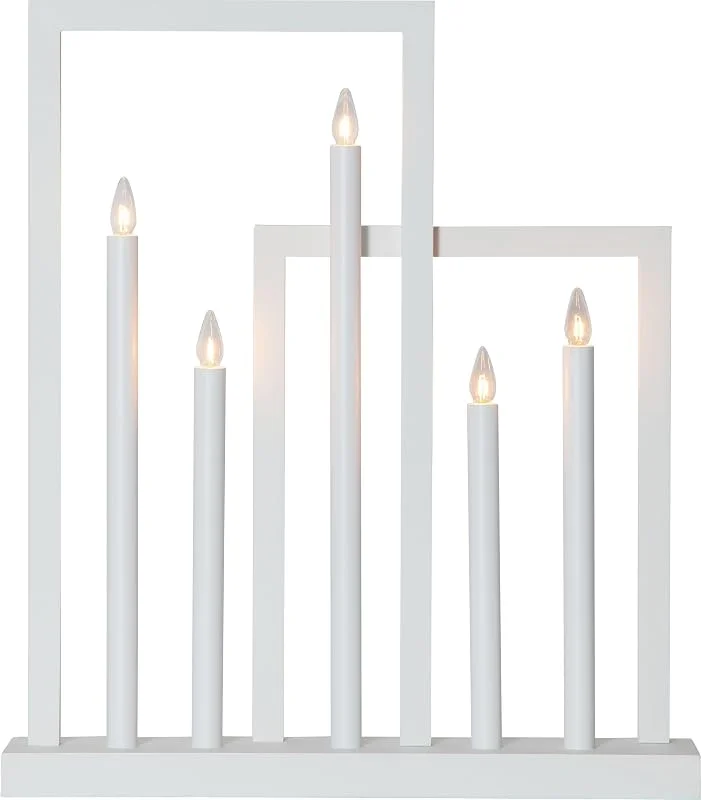 Besuche den EGLO-Store EGLO Kerzenständer Frame, Dekoleuchte Weihnachten, Fensterdeko aus Holz — Weihnachtsdeko