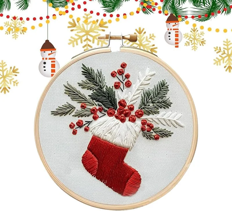 Marke: Generisch Stickset Weihnachten Handarbeit Set DIY Weihnachtsdeko mit Stickrahmen zum