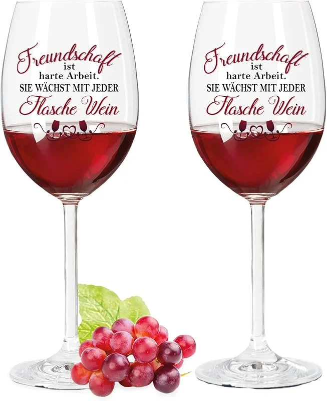 Besuche den GRAVURZEILE-Store GRAVURZEILE Weingläser - Freundschaft ist harte Arbeit - Lustige Geschenke - Geburtstagsgeschenk für Männer & Frauen sowie Mama & Papa - Geeignet als Rotweingläser — Wein und Festtafel