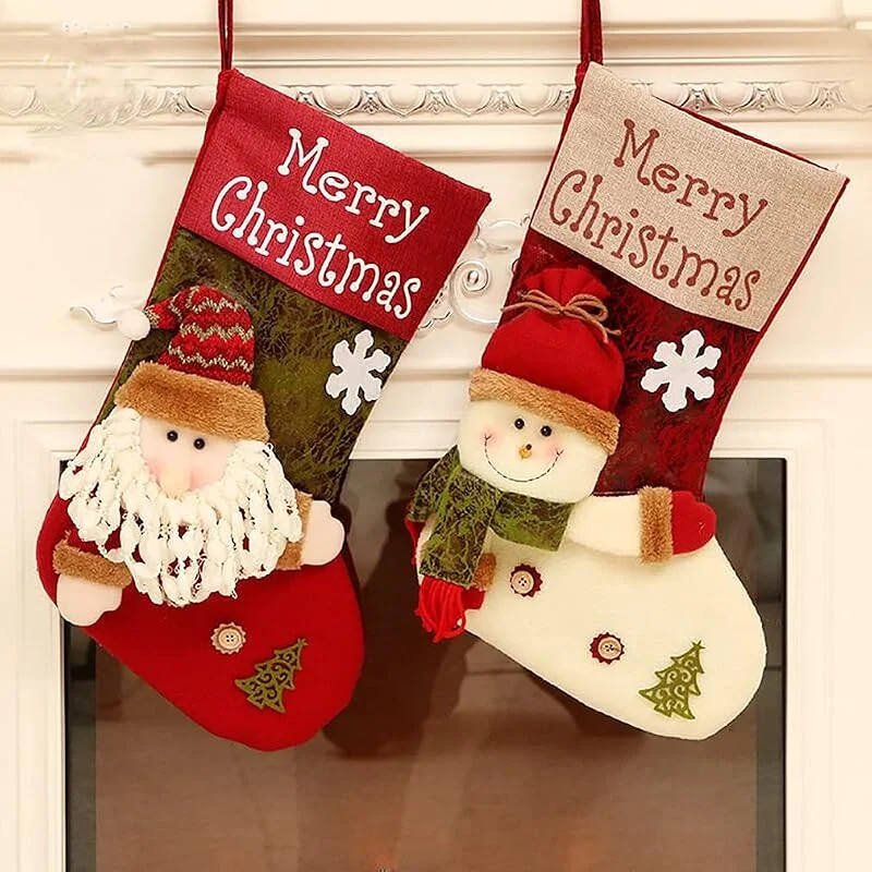 Marke: Ruimifos Nikolausstiefel, 2er Set Weihnachtsstrumpf, Weihnachtsdeko Nikolausstrumpf, Hängende Strümpfe auf Kamin, Schaufenster, Weihnachtsdeko