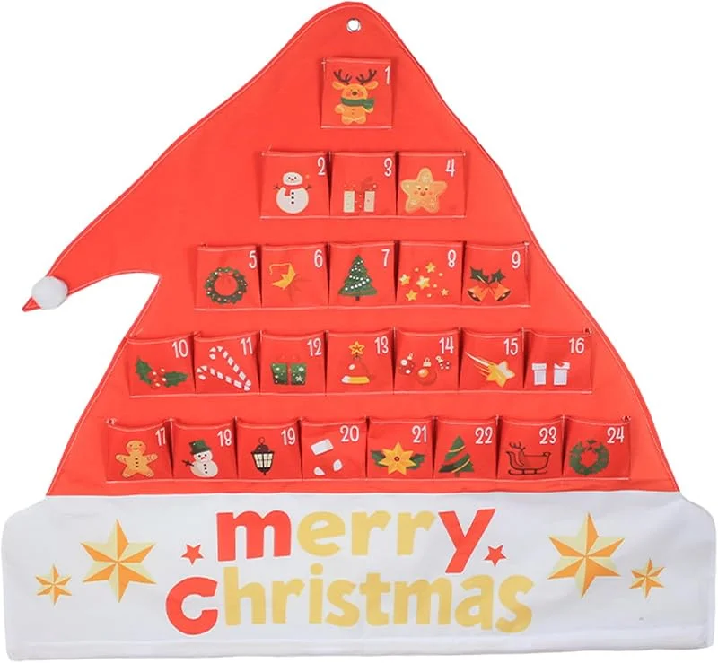 Marke: Tsawntd Leerer Adventskalender zum Befüllen des 24-tägigen Weihnachts-Adventskalenders mit Weihnachtsmütze — Advent und Tisch