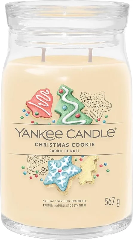 Besuche den Yankee Candle-Store Yankee Candle Signature Duftkerze, große Kerze mit langer Brenndauer „Christmas Cookie“, Soja-Wachs-Mix — Kerzenlicht Abendessen