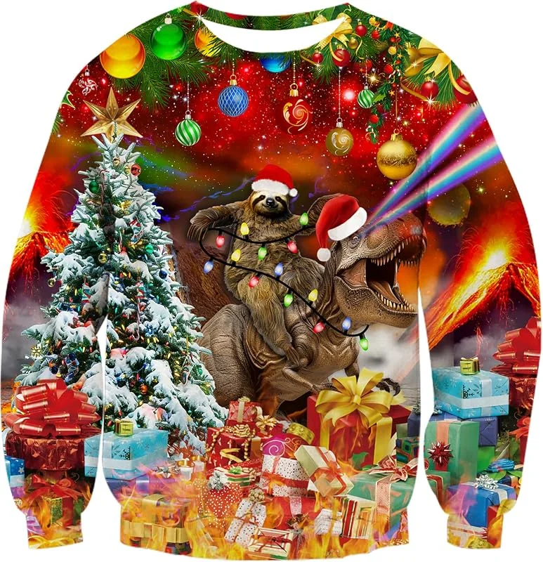 Besuche den RAISEVERN-Store RAISEVERN Hässliches Weihnachts-Sweatshirt für Herren, lustiger Weihnachtspullover — Weihnachtsmode
