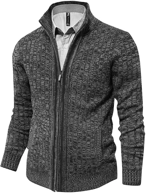 Besuche den AOLI RAY-Store AOLI RAY Herren Strickjacke mit Reissverschluss Cardigan Stehkragen Pullover Feinstrike Sweaters mit 2 Taschen — Weihnachtsmode