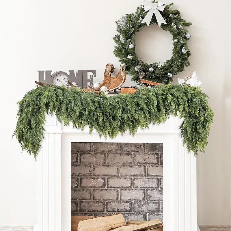 Marke: Sggvecsy Sggvecsy Weihnachtsgirlande aus Zedernholz, fühlt sich echt an, künstliche Kiefernzypresse, realistische Grüngirlande für Tisch, Wand, Kaminsims, Innenbereich, Kamin, Zuhause, Urlaub, Winter — Weihnachtsdeko
