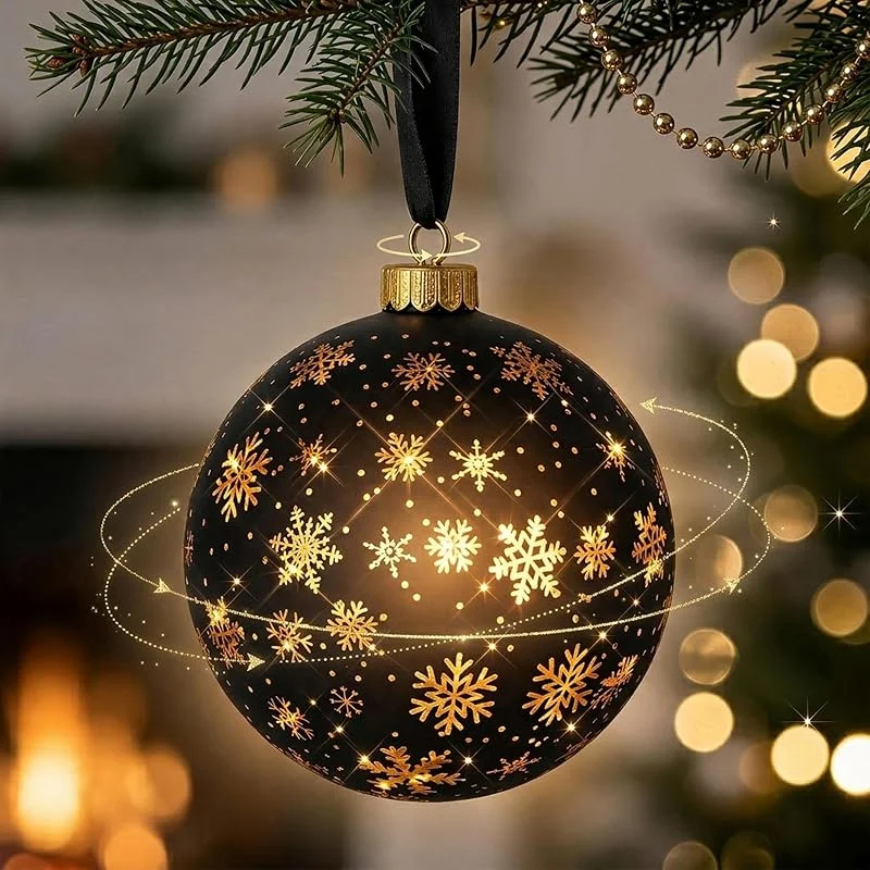 Besuche den Spetebo-Store LED Weihnachtskugel schwarz drehend zum Hängen mit Timer - 14 cm — Weihnachtsbeleuchtung