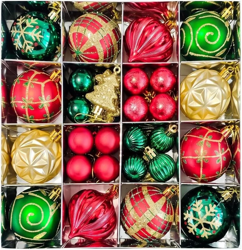 Marke: Aetherize 46-teiliges Weihnachtsbaumschmuck-Set mit hängenden Zuckerstangen und Schneeflocken, Mini-Baum-Hängedekoration, Weihnachtskugel-Ornamente für Urlaub, Party, Stil 1 — Weihnachtsdeko