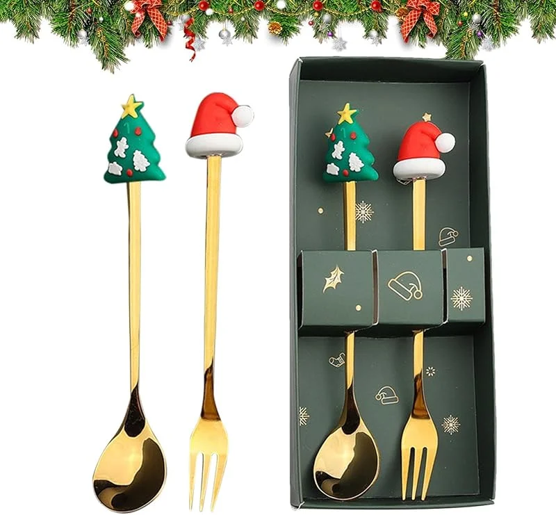 Marke: ccuzs Weihnachtsmann Gabel und Löffel Set, Edelstahl Weihnachtsbesteck — Advent und Tisch