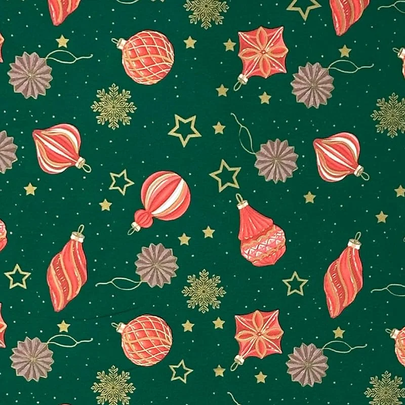 Marke: Star Geschenkpapier Weihnachten 70cm x 2m Rolle Grün, Rot, Gold - Weihnachtspapier mit Weihnachtskugeln Motiv - Weihnachtsgeschenkpapier Schneeflocken Muster - Geschenkverpackung XMAS
