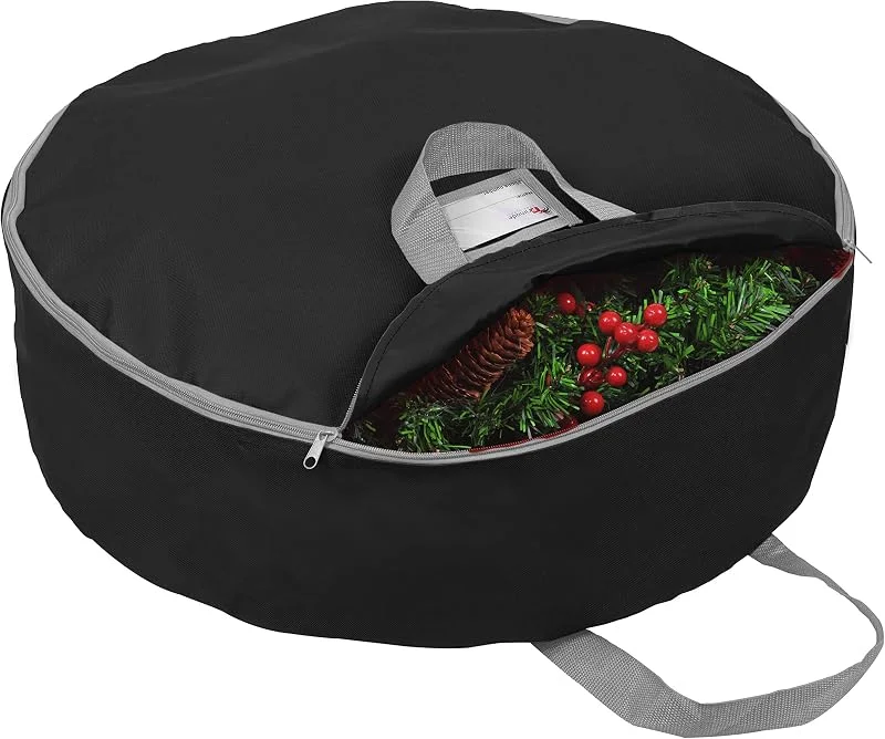 Marke: Primode Weihnachtskranz-Aufbewahrungstasche, 61 cm, Girlande, Kränze mit Griffen - strapazierfähiges 600D-Oxford-Polyester-Material für Weihnachtskränze 61 cm — Weihnachtsdeko