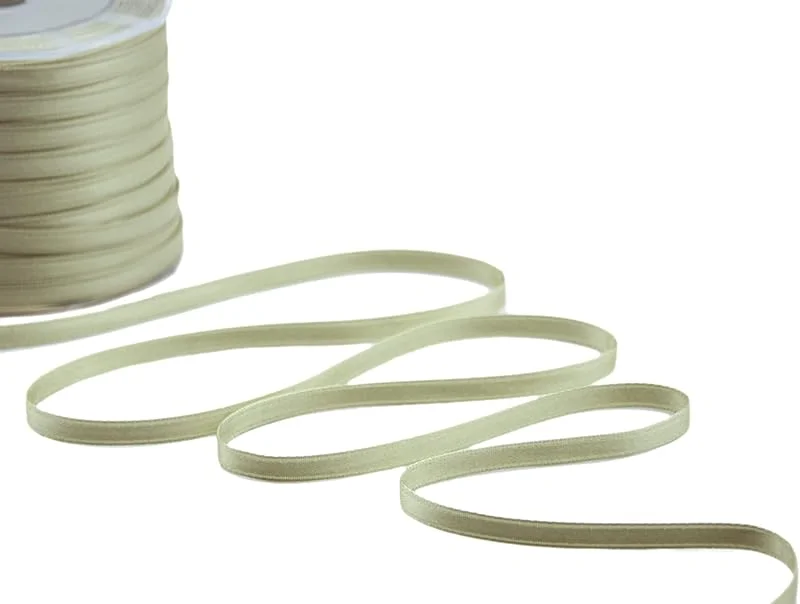 Besuche den Furlanis-Store Furlanis - Doppelsatinband, Italienische Gewebe - Grau, 6 mm x 25 m, Salbeigrün — Geschenkverpackung