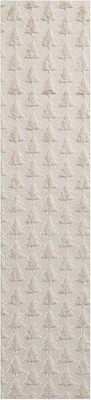 Marke: Hilai Weihnachtsdekorationen, Weihnachts-Tischläufer, 33 x 183 cm, weiches Plüsch-Tischset mit Baummuster, saisonale Winterküche, Esstischdekoration für Zuhause, Party, Beige — Küche & Haushalt