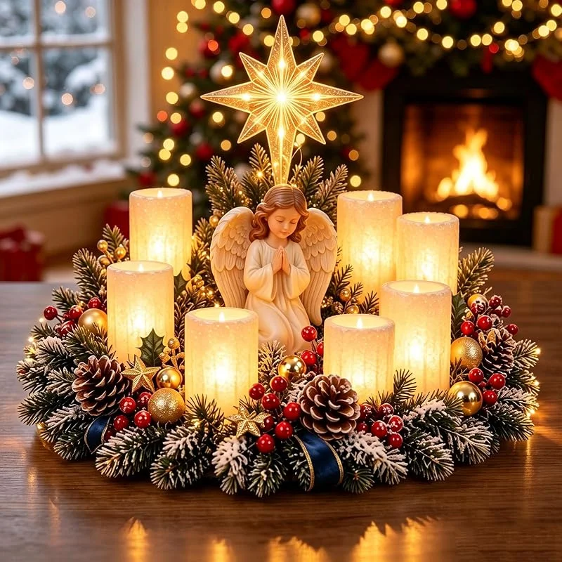 Marke: Generic Weihnachtliche Tischdeko mit Flammenlosem Kerzenlicht(Engel) — Advent und Tisch