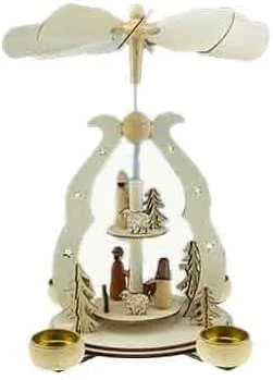 Marke: Clever Creations Clever Creations Traditionelle Weihnachtspyramide aus Holz, 2 Etagen, 53, 3 cm, Braun, Festliche Weihnachtsdekoration für Regale und Tische