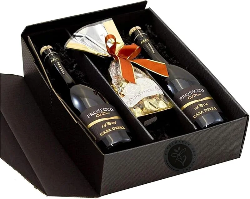 Besuche den FABELHAFTE GESCHENKE-Store Geschenkset Prosecco DOC mit Schokoladentrüffeln in schöner Präsentverpackung, Prosecco Geschenk für Männer & Frauen zum Geburtstag, Hochzeit, Jubiläum — Wein und Festtafel