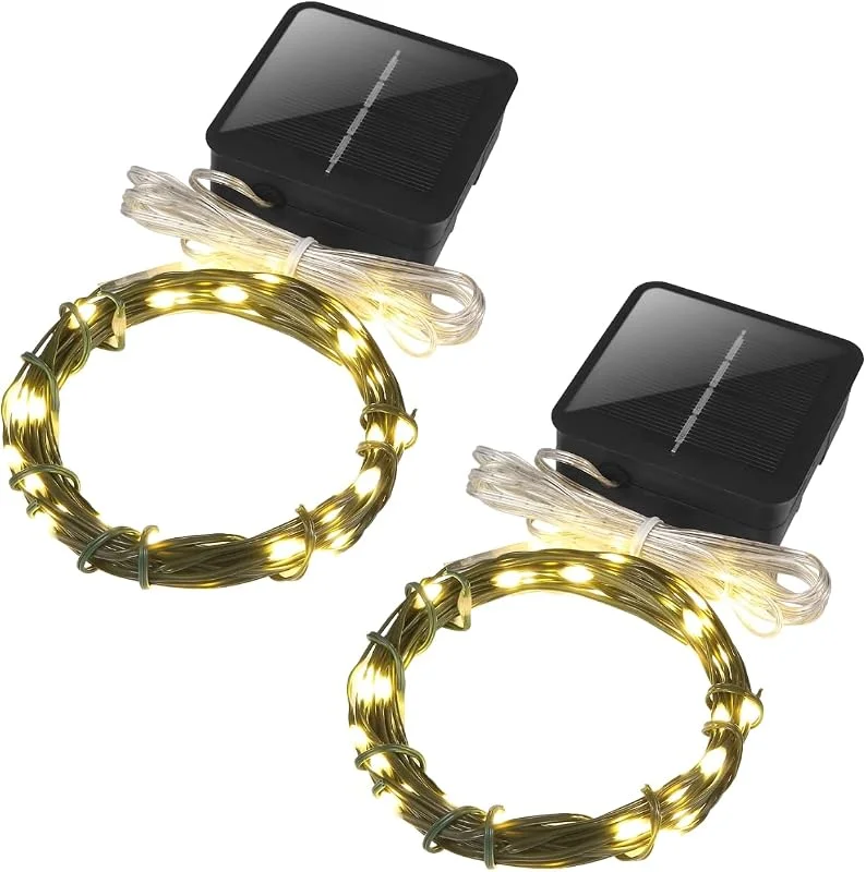 Besuche den Gartenmama-Store Mini Lichterkette Solar Kleine Solar Lichterkette Aussen mit Timer 5m 50 LED Warmweiss Grüner Kupferdraht Außen Kurz Wetterfest für Draußen Garten Deko Flaschen Glaskugel, 2 Pack — Weihnachtsbeleuchtung
