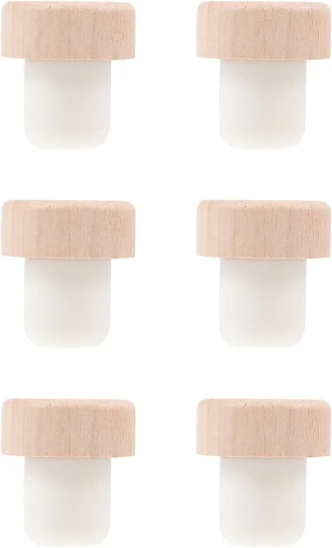 Marke: BESTOYARD BESTOYARD 6 Stück Weinstopper aus Buchenholz und Gummi mit Luftdichtem Verschluss und Verschleißfestem Design Kleiner und Einzigartiger Flaschenverschluss für Weinflaschen — Wein und Festtafel