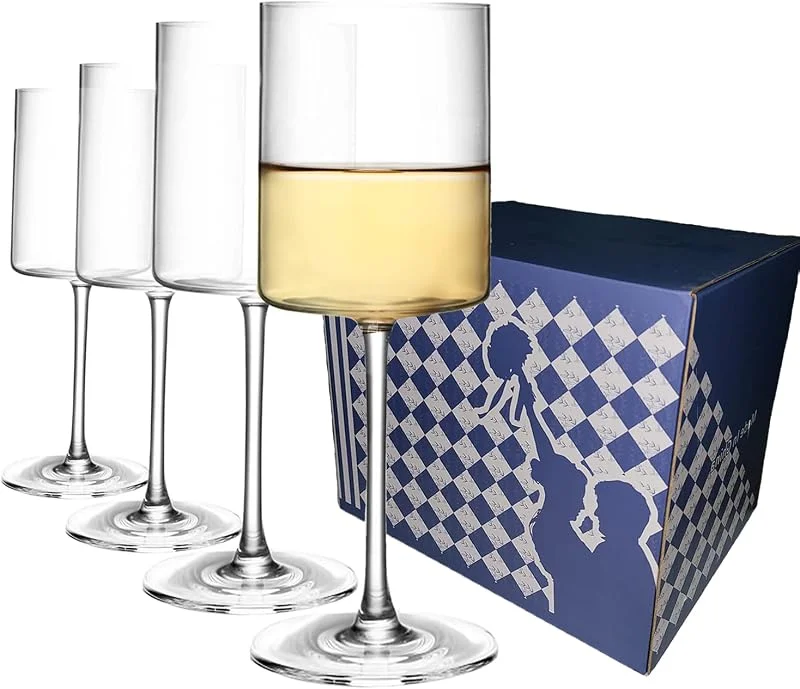 Marke: BeBaBeBa Quadratische Weingläser 4er Set, moderne Kristall Weißwein Gläser Rot Elegantes Handgemachtes Geschenk für Hochzeit Weihnachten Jahrestag Geburtstag Housewarming — Wein und Festtafel