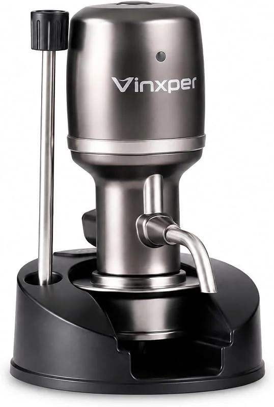 Marke: Vinxper Weinbelüfter Einstellbar 0-4 Stunden Wiederaufladbarer Wein-Luftbelüfter Elektrischer Weindekanter Weinausgießer für Wein, Geschenk für Männer, Freund, Papa, Gunmetal Gray — Wein und Festtafel