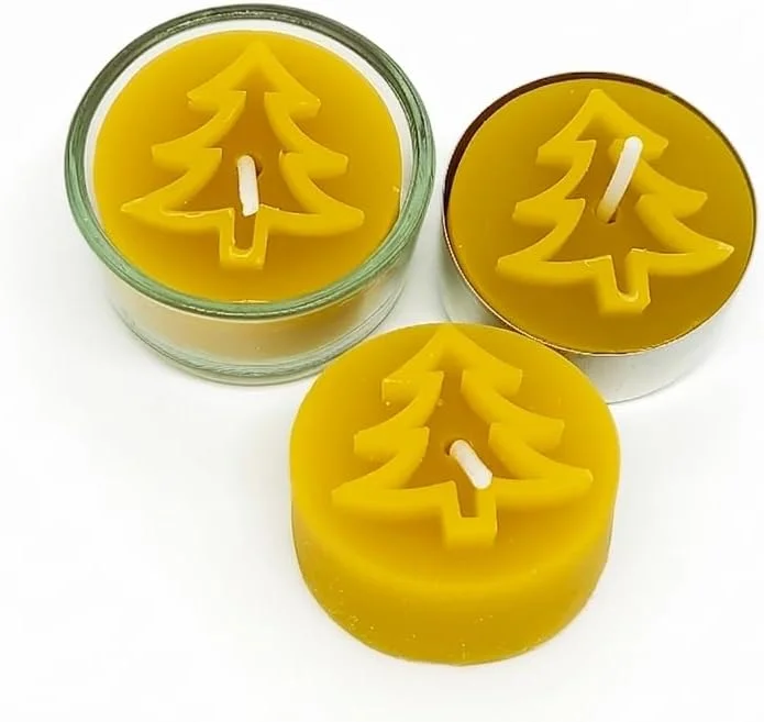 Besuche den Handmade-Store Teelichter aus 100% Bienenwachs mit Aluhülle - Set-Angebot (20er Set, Tannenbaum) — Advent und Tisch
