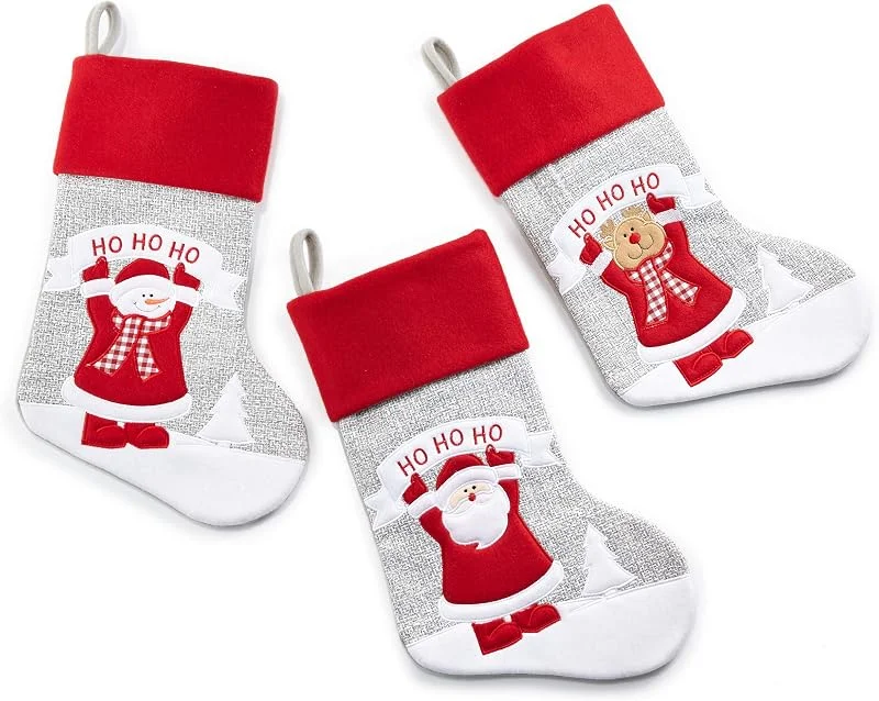 Besuche den HEITMANN DECO-Store HEITMANN DECO Nikolausstiefel-Set 41 cm, Weihnachtsstrumpf zum Befüllen, Nikolaussocke 3er Set mit Elch, Weihnachtsmann, Schneemann — Weihnachtsdeko