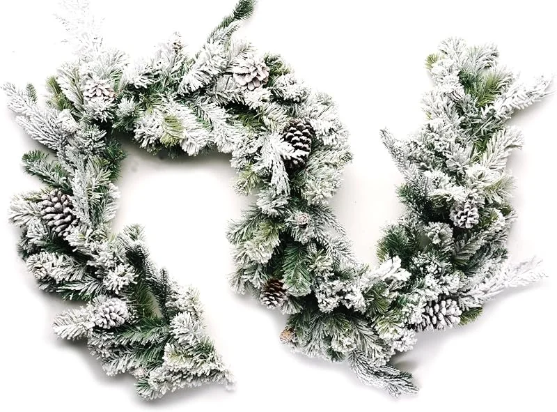 Marke: CraftMore Girlande aus gefrostetem Kiefernholz, 1, 8 m — Weihnachtsdeko