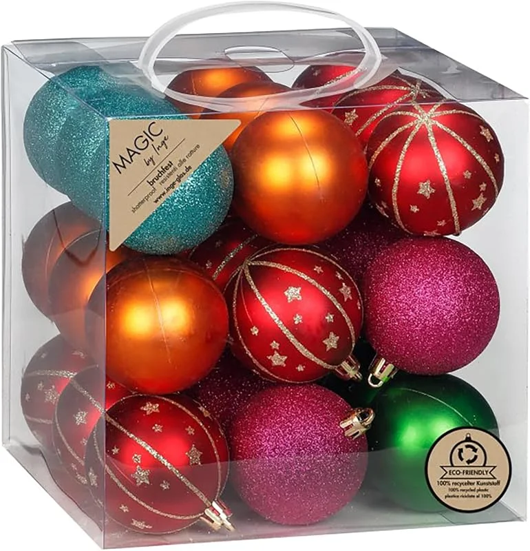 Besuche den Inge-glas-Store Inge-glas Weihnachtskugeln Kunststoff 6cm 27er Set - bruchsicher & mit Glitzer - Christbaumkugeln für Weihnachtsbaum - Weihnachtsbaumkugeln & Christbaumschmuck zu Weihnachten - Mille Fiori — Weihnachtsdeko
