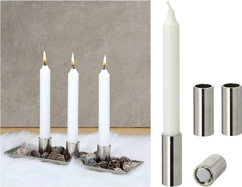 Besuche den Novaliv-Store Novaliv Stabkerzenhalter magnetisch Metall Silber 2, 5x5cm Home Deko Vintage weihnachtliche Tischdeko scandic chic Kerzenhalter Retro Wohnzimmerdekoration Kerzenständer Kerzenpin Dekoschale — Kerzenlicht Abendessen