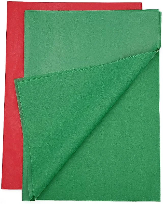 Marke: ADQUATOR ADQUATOR 50 Blatt rotes und grünes Seidenpapier Verpackungspapier Einpackpapier, 50 x 35 cm, Weihnachtsgeschenkpapier für selbstgemachte Geschenkdekorationen (rot und grün) — Geschenkverpackung