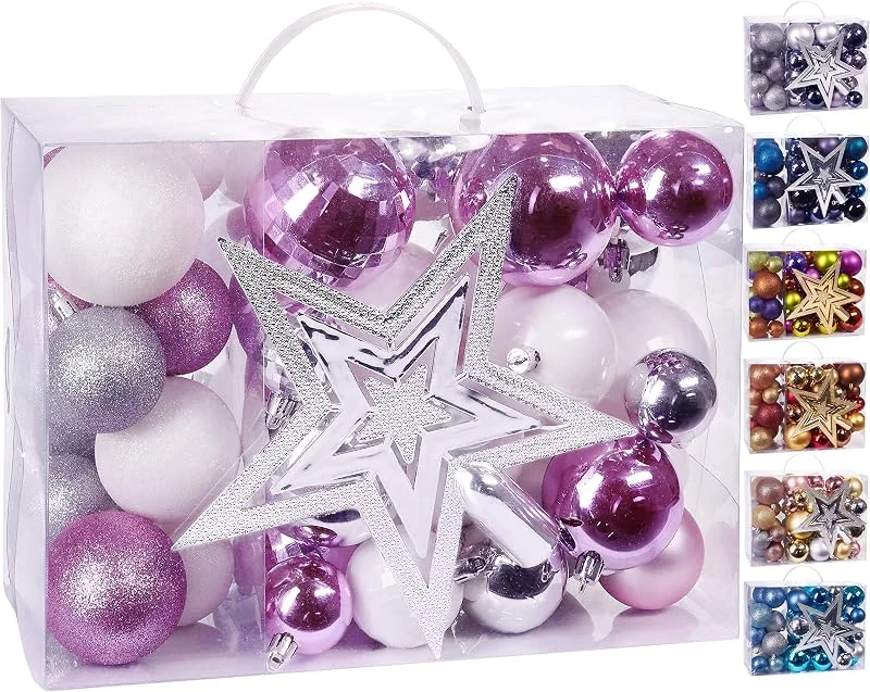 Besuche den BRUBAKER-Store BRUBAKER 50-teiliges Set Weihnachtskugeln mit Baumspitze — Weihnachtsdeko
