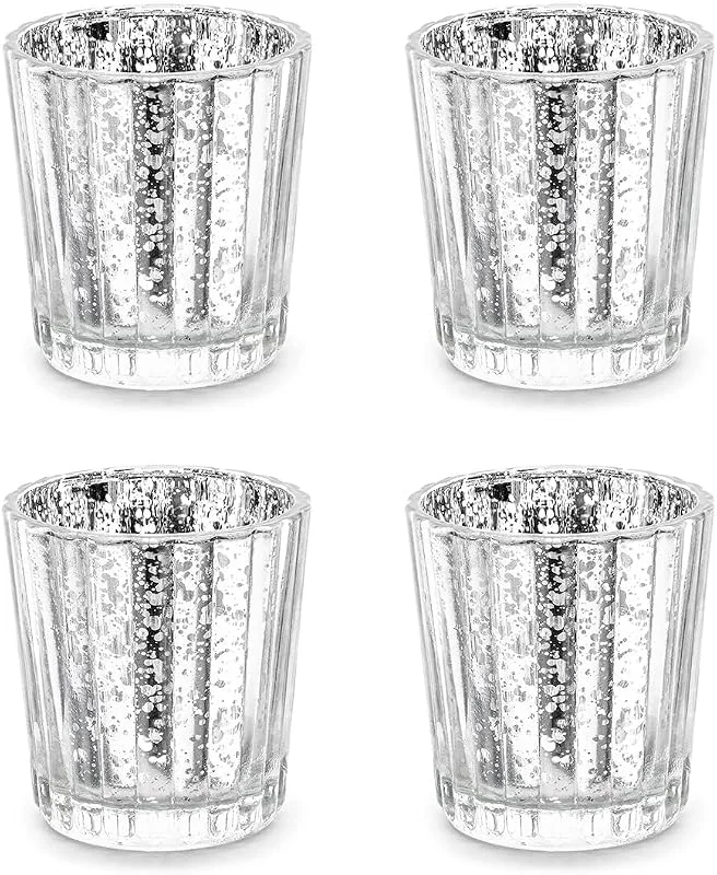 Besuche den PartyDeco-Store Teelichthalter Glas 5, 5x6cm Kerzenhalter Windlicht Kerzenglas Teelichtgläser 4er Set Hochzeit Deko, partydeco.pl Vintage Teelichhalter aus Glas in schick-rustikaler Optik 4 Stück — Advent und Tisch